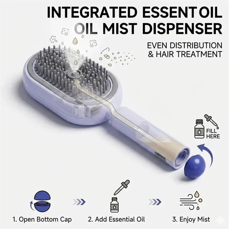 Easy-Clean Massage Hair Brush – Mist & Head Care